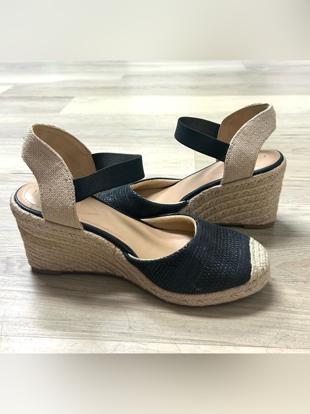Lauren Ralph Lauren Sandals  Espadrille Wedge Women's Sz 8 Black Pearle Coastal - Picture 11 of 16